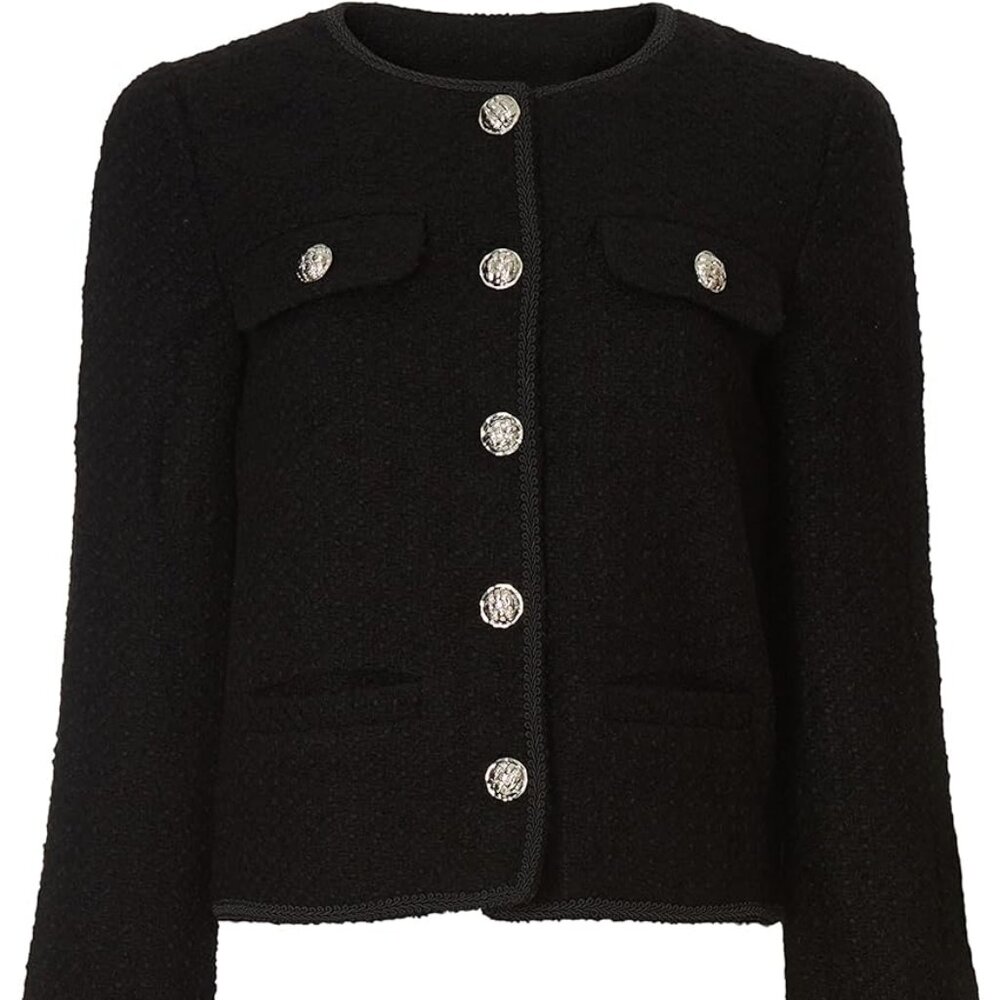 DEREK LAM NEVER WORN BLACK TWEAD STYLE, SILVER BUTTONS, SIZE 46, US 10 (M), WOMA